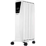 Bastilipo Fenix 2-1500 - Radiateur à huile - Puissance 1500W - Écran LED tactile - 3 niveaux de puissance - Effet Cheminée - 7 éléments, Blanc