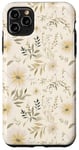 iPhone 11 Pro Max Soft Green and Beige Leafy Florals on White Case