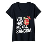 Womens You Had Me At Sangria Funny Alcohol Lover Cute Drinking V-Neck T-Shirt