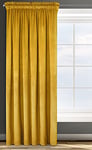 Design91 Eurofirany Rosa Rideau en Velours Doux Uni Opaque avec Galon Fronceur - 1 Unité, Moelleux, Panneau Drapé, Classique, Élégant, Salon, Chambre, 200 g/m², 140x270 cm, Jaune Moutarde