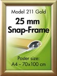 Alu Plakatramme, Snap-frame, 50 x 70 cm, Mat guld