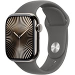 Apple Watch Series 10 42mm Natural Titanium Case GPS + Cellular Sport Band (S/M)[Stone Grey]