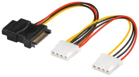 Goobay Strömkabel SATA hane till 1 + 2 x Molex 4-pol hona