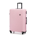 WITTCHEN Valise Grande Taille Valise de Voyage Valise à roulettes Coque Rigide en ABS avec 4 roulettes Spinner Serrure à Combinaison Poignée télescopique Cube Line Taille XL Rose Clair