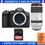 Canon EOS R6 Mark II + RF 100-500mm f/4.5-7.1 L IS USM + 1 SanDisk 128GB Extreme PRO UHS-II SDXC 300 MB/s + Ebook '20 Techniques pour Réussir vos Photos' - Appareil Photo Hybride