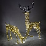 Outdoor Reindeer Christmas Light Up Decorations Standing Doe Gold Garden Xmas