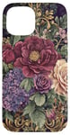 Coque pour iPhone 15 Fleurs vintage bordeaux et violet