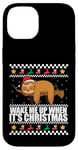 Coque pour iPhone 14 RÉVEILLE-MOI QUAND C'EST NOËL ! Meme Sloth Santa Ugly