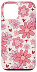 Coque pour iPhone 12 mini Retro Pink Flowers Valentine's Red Heart Floral Pattern