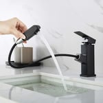 Mitigeur Lavabo Monocommande avec Douchette Extractible Hauteur Mitigeur Salle de Bain Noir (sans Flexible) - Tigrezy