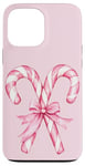 iPhone 13 Pro Max Aesthetic Pink Bow Coquette Candy Cane Christmas Girls Women Case