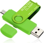 Clé Usb 64 Go, Borlterclamp 2 En 1 Otg Usb Mémoire Stick, Pivotant U Disque Avec Port Micro Usb Pour Smartphone Android, Tablette Et Ordinateur (Vert)