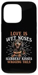 Coque pour iPhone 13 Pro Teckel blaireau wiener saucisse chien Love is wet nezes