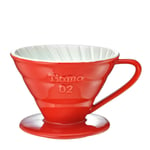 Tiamo V60 Ceramic Pour Over Coffee Brewer Red