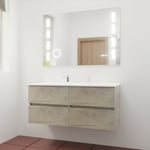 Meuble double vasque tout inox 120 cm rosinox + miroir led Excellence- Bois- Plan vasque en Résine