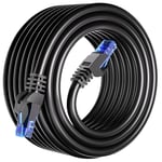 Cable Ethernet 15m, Cable RJ45 15m Cat 6 Haut Débit Câble Réseau, Extérieur Intérieur Long Noir Cable Internet 250MHz 1000Mbps, 23AWG UTP Cable LAN Gigabit Cable Patch pour Routeur Modem (15 Clips)