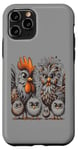 Coque pour iPhone 11 Pro Art de poulet amusant coloré d'Eagerlys, Crazy Chicken Family