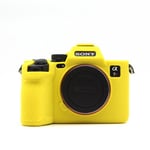 Litchi Soft Silicone Armor Camera Bag Case,Body Cover,Protective Skin,Shell,Sony A7R V,A7R5 - Type Litchi Yellow