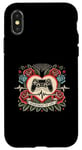 Coque pour iPhone X/XS Gamer Heartbeat Tattoo Retro Roses Console de jeu