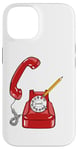 Coque pour iPhone 14 Cadran rotatif vintage - Téléphone filaire - Couleur graphique rétro