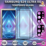 2-Pack SAMSUNG S24 ULTRA 5G Skärmskydd & 2-Pack linsskydd - Härdat Glas 9H - Super kvalitet 3D