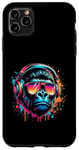 Coque pour iPhone 11 Pro Max Monkey DJ Disco Music Lover Gorilla Chimpanzee Casque audio