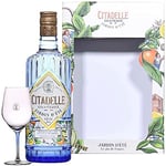 CITADELLE Gin - Coffret Jardin d'Été 1 Verre - Distilled Gin - Origine : France/Poitou-Charentes - Notes d'Agrumes & de Melon - A servir pur ou en cocktail - 41,5% Alcool - 70 cl + 1 verre