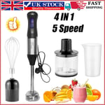 4 in 1 Electric Hand Blender Set Food Processor Mixer Whisk & Chopper Bowl 1000W