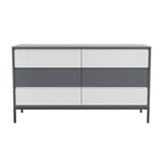 https://furniture123.co.uk/Images/AIK003_3_Supersize.jpg?versionid=5 Wide Grey Retro Chest of 6 Drawers with Legs - Aiko