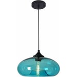 Suspension Industrielle Vintage Ronde en Verre Coloré, Lampe Suspendue au Plafond Retro Loft Bar E27, Lustre Pour Cuisine Salle à Manger Chambre