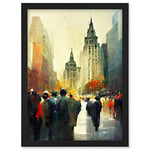 Doppelganger33 LTD Autumn On Wall Street New York City Painting Artwork Framed A3 Wall Art Print