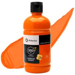 Artecho Peinture Acrylique 500ml Orange, Acrylic Paint, Peinture pour Toile, Tissu, Bois, Roche, Papier, Verre.