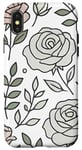 Coque pour iPhone X/XS Rose florale botanique, style minimaliste