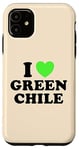 Coque pour iPhone 11 I Love Green Chili Nourriture épicée au piment chaud rôti au Nouveau-Mexique