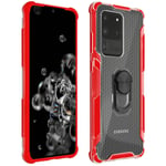 Bi-material Case with metal rotative ring holder for Samsung S20 Ultra - Red