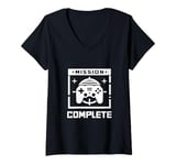 Womens Mission Complete Gaming Gamer Humor Fun V-Neck T-Shirt