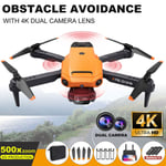 3 Batterier Drone Pro 4K HD Selfie-kamera WIFI FPV GPS Vikbar RC Quadcopter Orange Orange