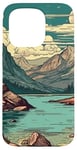 Coque pour iPhone 15 Pro Rocky Mountain Lake Vintage Paysage graphique