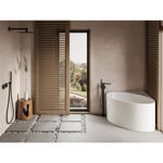 Vente-unique.com Baignoire d'angle ovale en acrylique - Blanc mat - 176L - 100 x 100 x 58 cm - MARTA