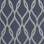 Arthouse Sequin Trellis Navy & Silver Glitter Wallpaper 921804