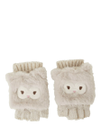 Angels by Accessorize Owl Capped Fingerless Gloves, Cream