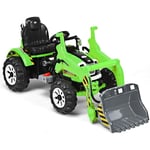 Goplus - Tracteur Electrique avec Pelle, Voiture Vehicule Electrique pour Les Enfants 3 a 8 Ans, Pelle Frontale,Excavatrice Articulee,Volant