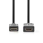 NEDIS Câble HDMI haute vitesse avec Ethernet - Fiche HDMI - Sortie HDMI - 4K @ 60Hz - ARC - 10,2 Gbps - 5,00 m - Rond - PVC - Noir - Étiquette