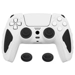 playvital Knight Edition White & Black Two Tone Anti-Slip Silicone Cover Skin for ps5 Controller, Soft Rubber Case for ps5 Wireless Controller with Thumb Grip Caps