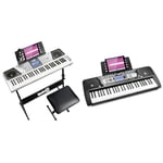 RockJam 61 Key Keyboard Piano Kit with Digital Piano Bench, Electric Piano Stand & RJ654 54 Key Keyboard Piano with Power Supply, Sheet Music Stand, Piano Note Stickers