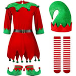 Girl Christmas Elf Kläder Set Outfit med hatt Skor Strumpor 100cm