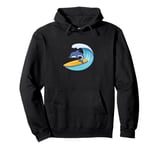 Cute Dolphin Surfing Hobby Water Sports Surfer Pullover Hoodie