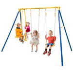 Costway Kids Metal Swing Set Heavy-Duty Gardens Kids Playset w/2 Swing Seats