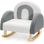 Goplus - Fauteuil à Bascule pour Enfants avec Pieds en Bois&Coussinets Antidérapants,avec Accoudoirs en Velours,Gris