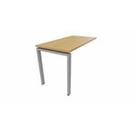 Retour pour bureau individuel profondeur 60 cm Producteo Gris aluminium CONNECT : retours sur piétement arche P60 D120x60/cpl chêne clair/cpi gris